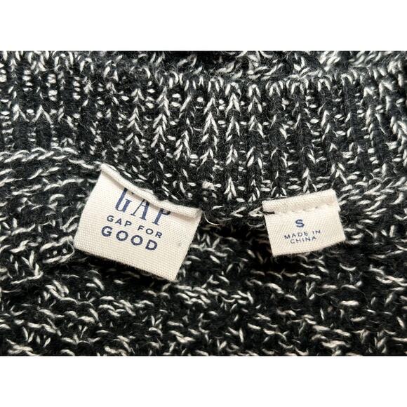 GAP Marled Cable Knit Sweater Womens Size S Black Combo Textured Long Sleeves - Picture 3 of 7